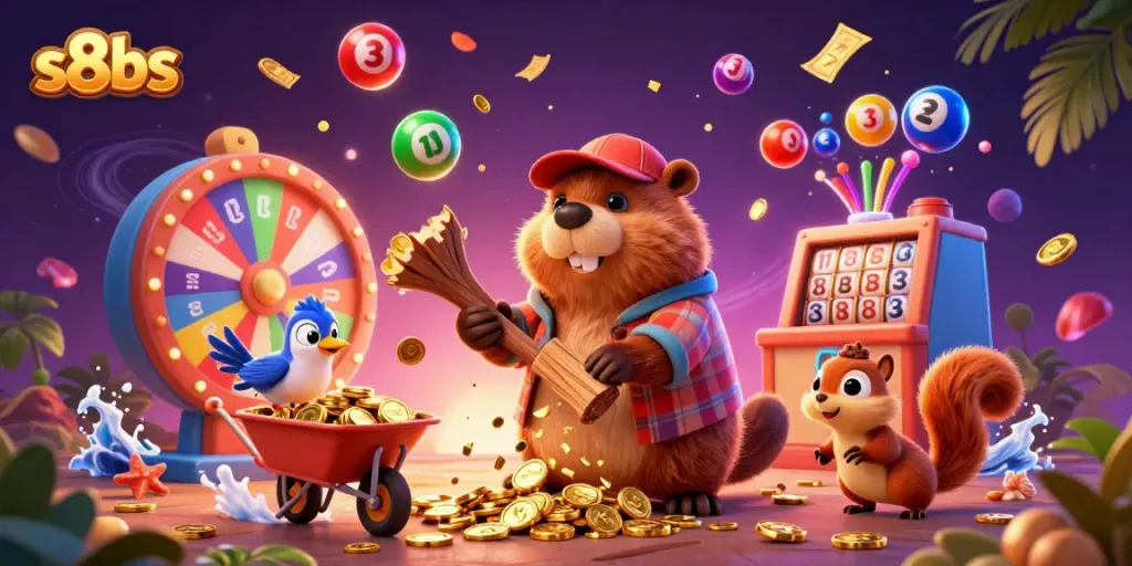 Engage with thrilling casino excitement in the vibrant s8bs scene filled with joyful characters and winning symbols.