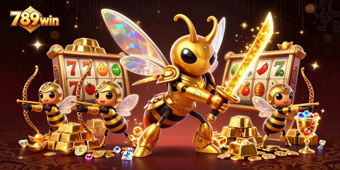 Spin to win with 789win featuring samurai hornets and slot machine reels!